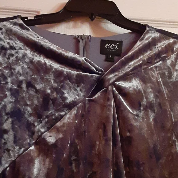 Eci Silvery Blue Crushed Velvet Dress - Picture 5 of 12